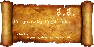 Benyovszky Bogárka névjegykártya